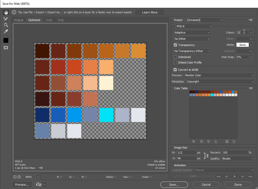 palette unifying and reducing