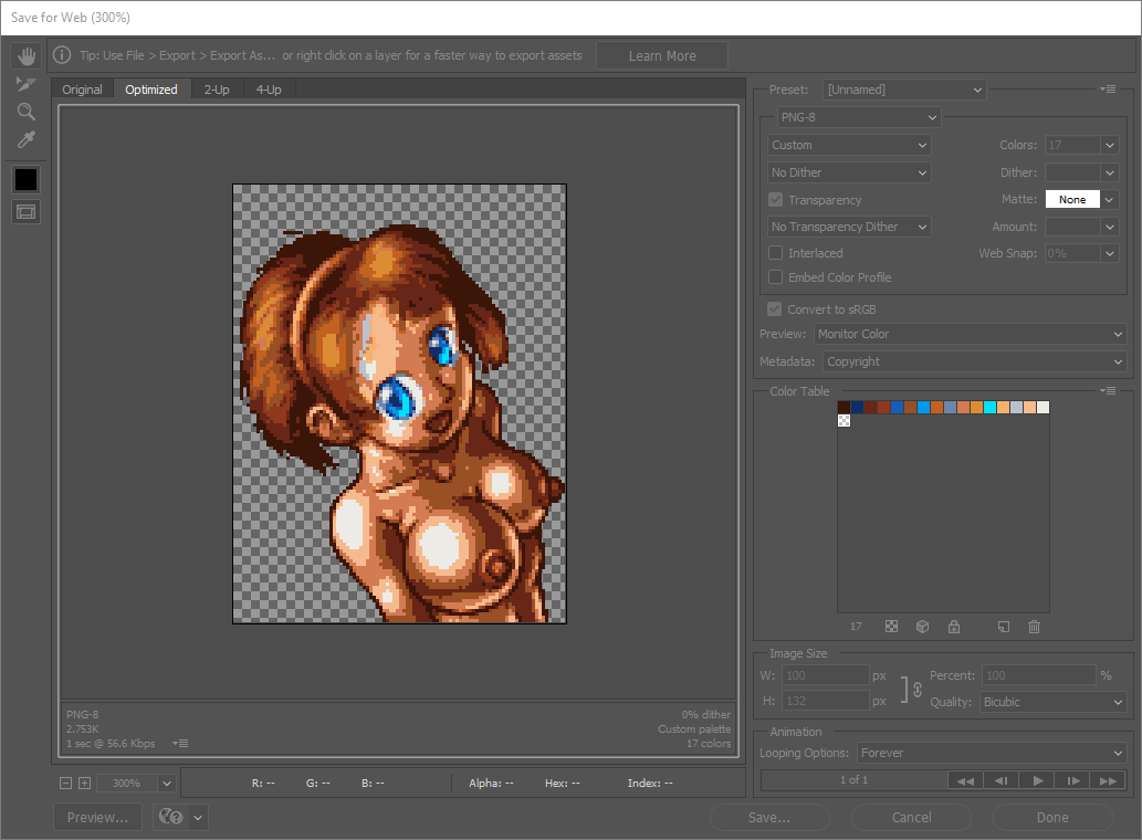 result with unified palette